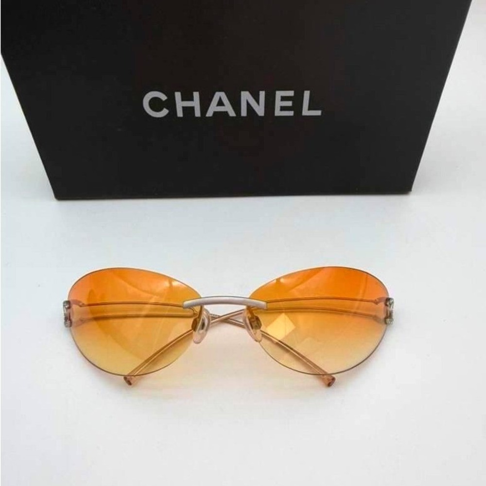 CHANEL Vintage Rimless Sunglasses WS23830 Orange – 100% Authentic – Rare Y2K